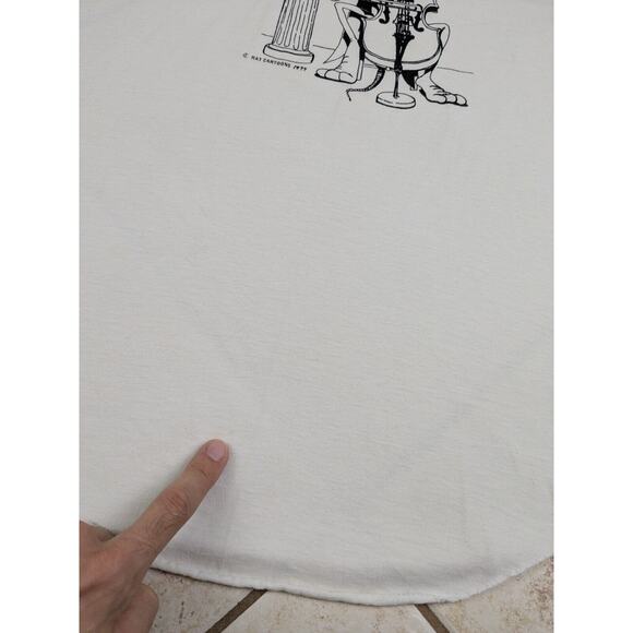 Vtg 1977 Rat Cartoon Cellist Albright Raglan Baseball Tee Shirt Size XL Rare 70s - Picture 7 of 14